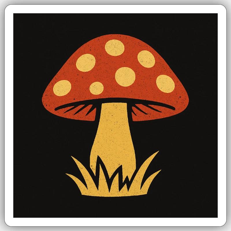 Red Hat Pilz im Retro-Stil - Sticker Größe S (10 x 10 cm) - Mattweiß
