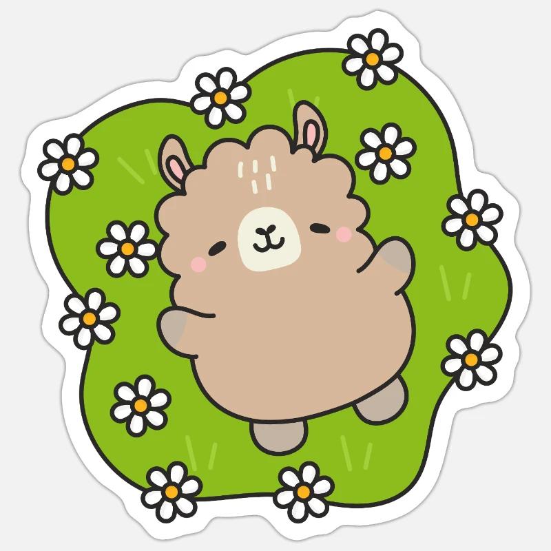 Glücklicher Bär im Blumengarten - Sticker Größe S (10 x 10 cm) - Mattweiß
