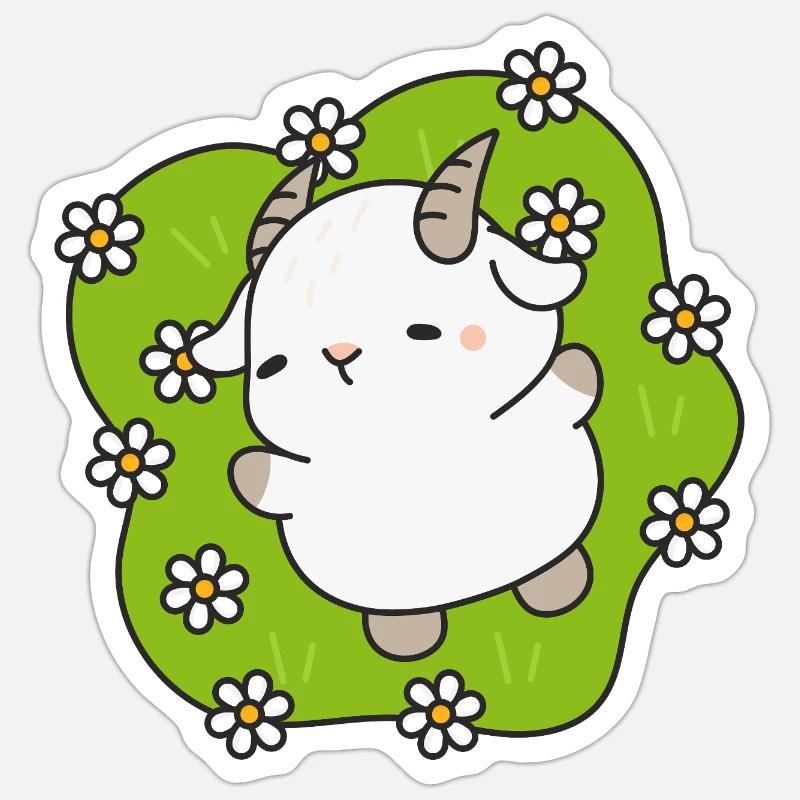 Kawaii Lamm Gänseblümchen Sticker Größe S (10 x 10 cm)