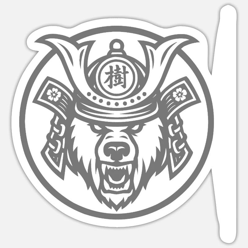 Our samuraï gris - Sticker taille S (10 x 10 cm) - blanc mat