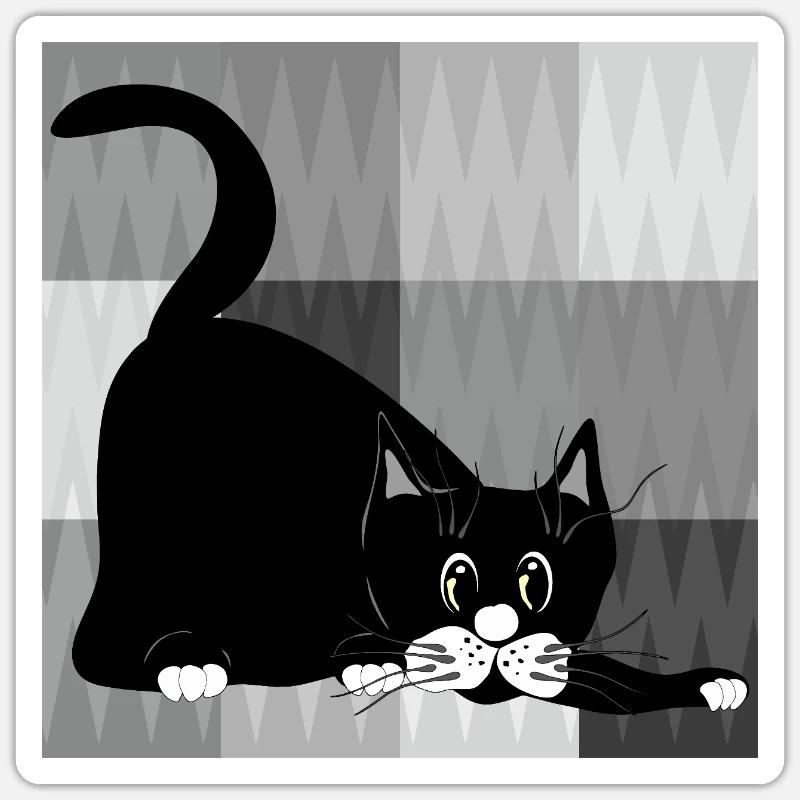 chat - Sticker taille S (10 x 10 cm) - blanc mat