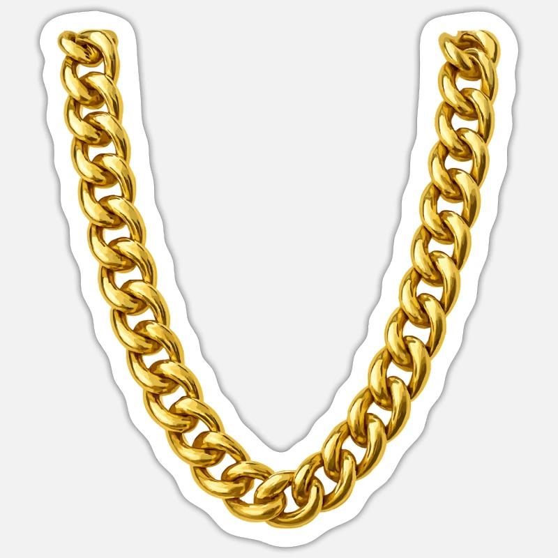Collier gourmette en or - Sticker taille S (10 x 10 cm) - blanc mat