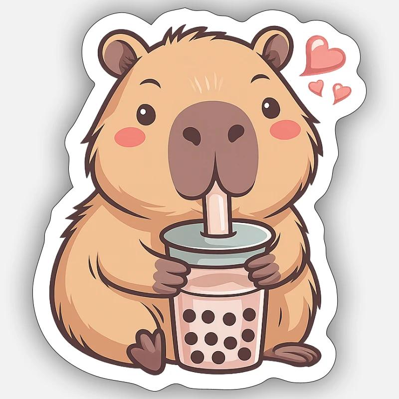 Beaver Bubble Tea Charm Sticker size S (10 x 10 cm)