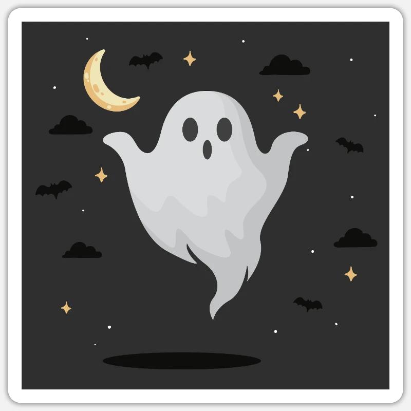 Night Ghost on Dark Background - Sticker size S (10 x 10 cm) - white matte