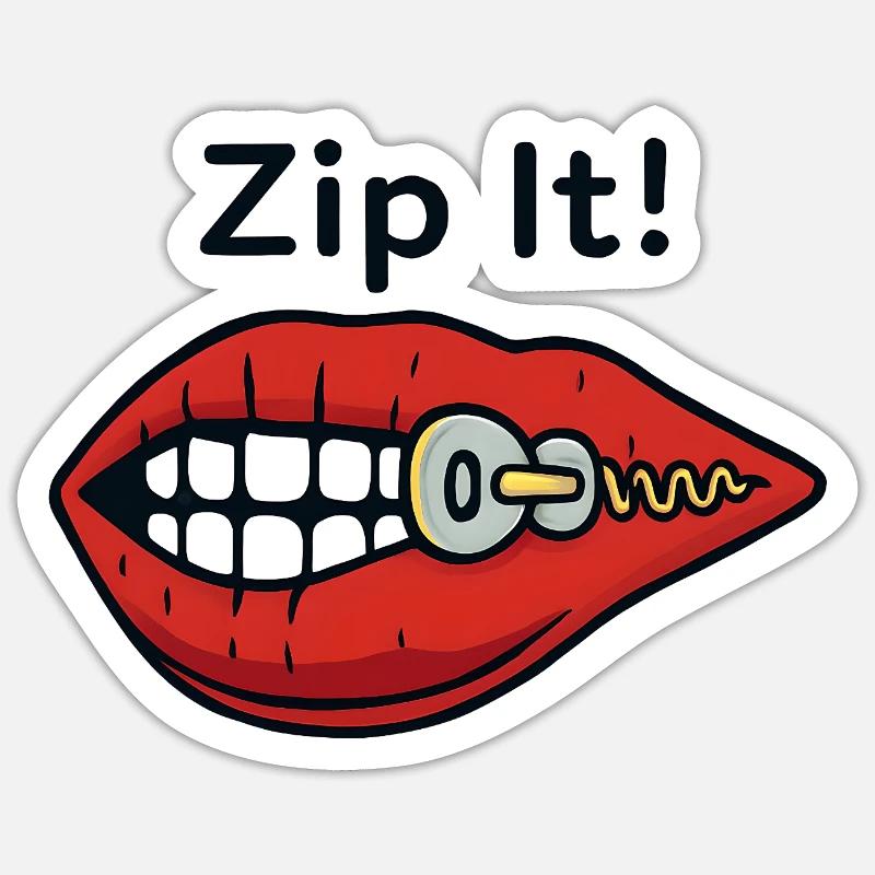 Fermeture éclair lèvres Zip It Sticker taille S (10 x 10 cm)
