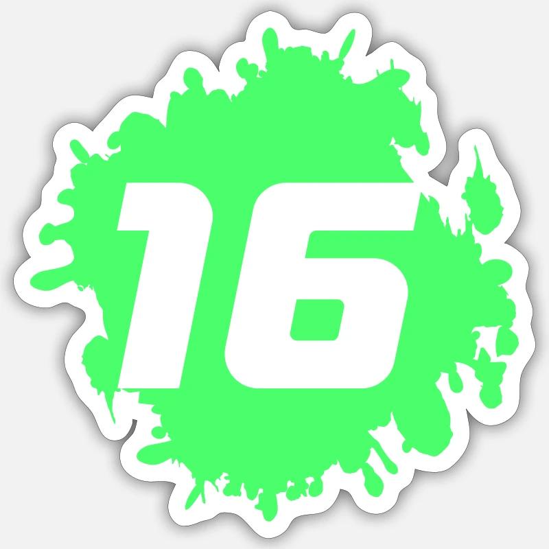 Neon Grün Spritz 16 Design - Sticker Größe S (10 x 10 cm) - Mattweiß