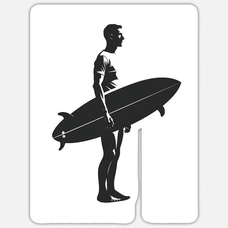 Surfeur - Logo Cool Silhouette - Sticker taille S (10 x 10 cm) - blanc mat