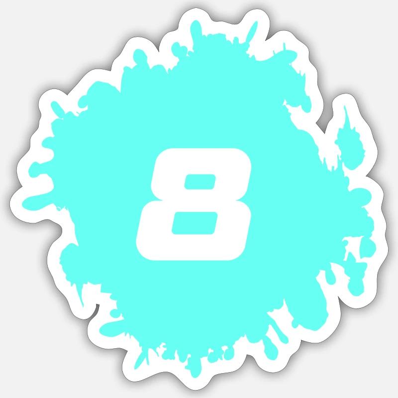 Neon Eight Splatter Design - Sticker size S (10 x 10 cm) - white matte