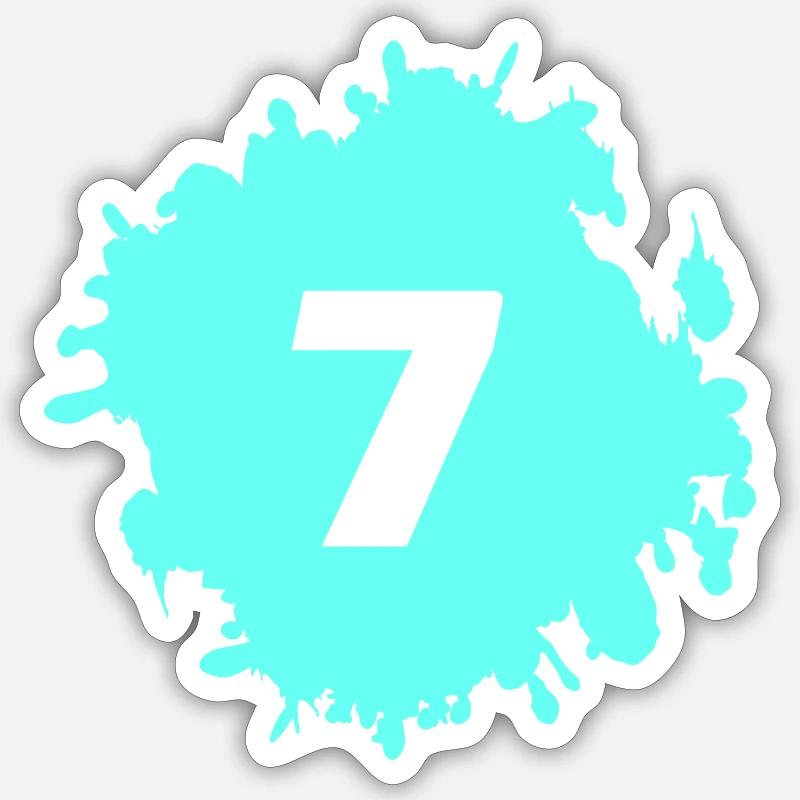 Éclaboussure cyan numéro 7 - Sticker taille S (10 x 10 cm) - blanc mat