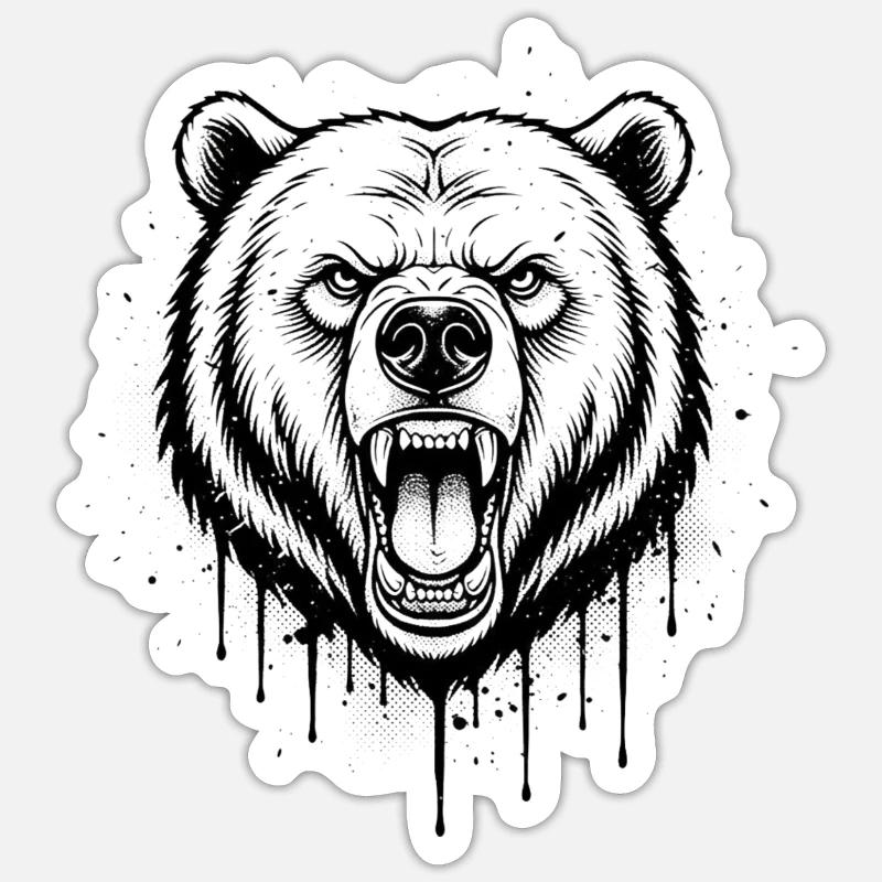 Bear Roaring Design - Sticker size S (10 x 10 cm) - white matte