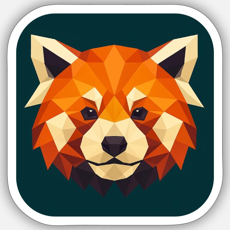 Roter Panda Kopf Low Poly Sticker Größe S (10 x 10 cm)