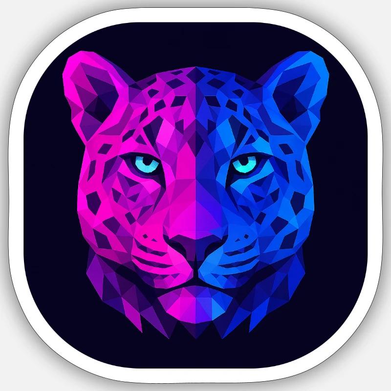 Neon Geometric Leopard - Sticker size S (10 x 10 cm) - white matte