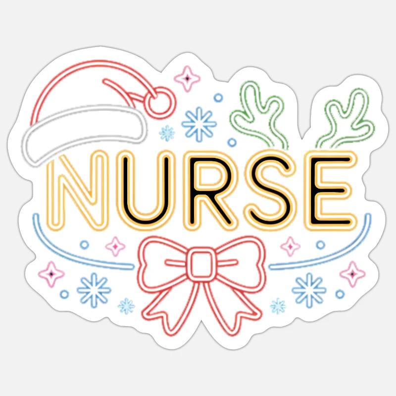 Joyeuse Infirmière de Noël - Sticker taille S (10 x 10 cm) - blanc mat