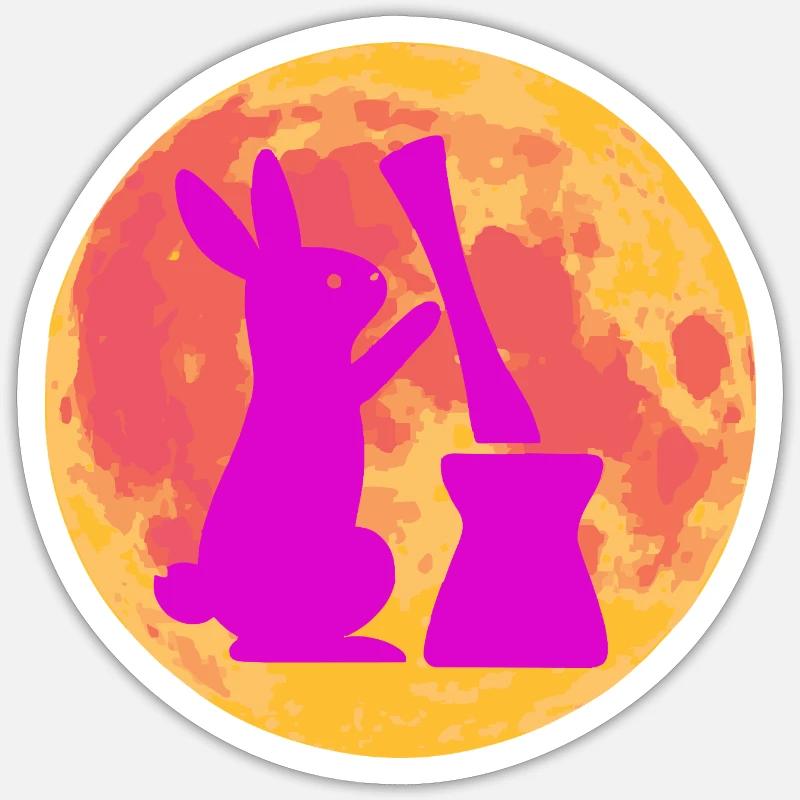 Gâteau de riz Moon Bunny Stomps – Full Moon Design Sticker taille S (10 x 10 cm)