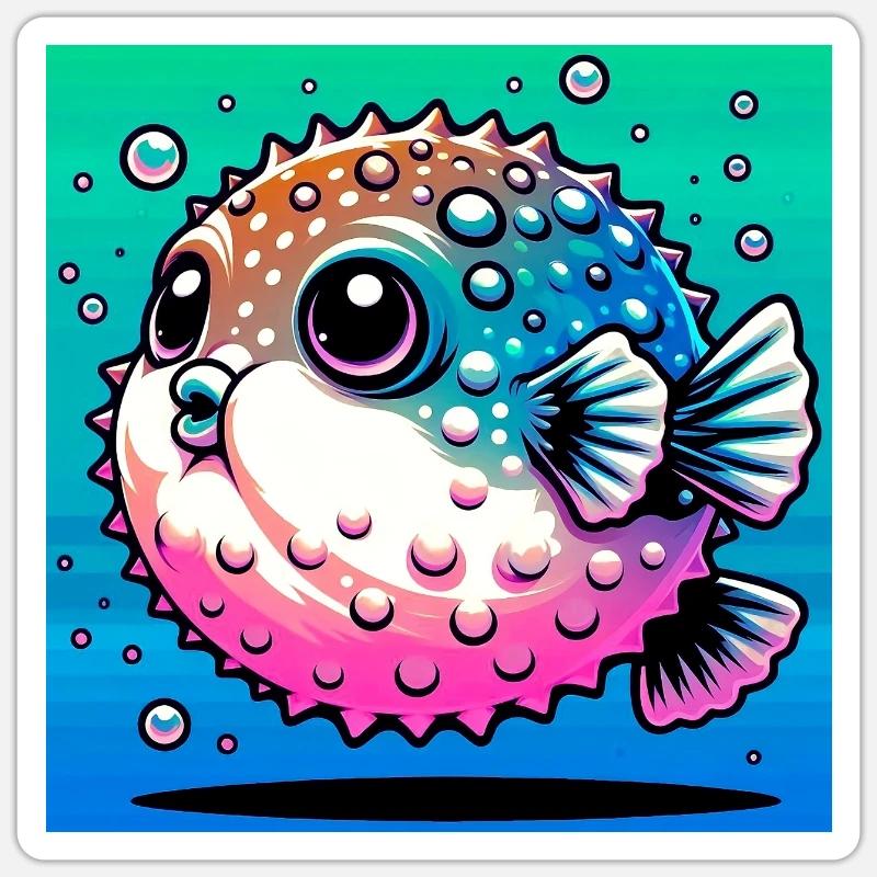 Kugelfisch Sticker Größe S (10 x 10 cm)