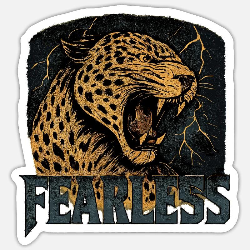 Conception de puissance Leopard intrépide - Sticker taille S (10 x 10 cm) - blanc mat