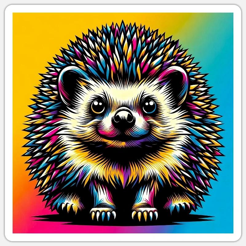 hérisson - Sticker taille S (10 x 10 cm) - blanc mat