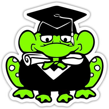 Frosch Schulabschluss Abitur bestanden College süß - Sticker Größe S (10 x 10 cm) - Mattweiß - Vorne
