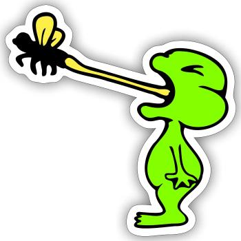 Frog catches fly tongue mosquito eat hunger toad - Sticker size S (10 x 10 cm) - white matte - Front