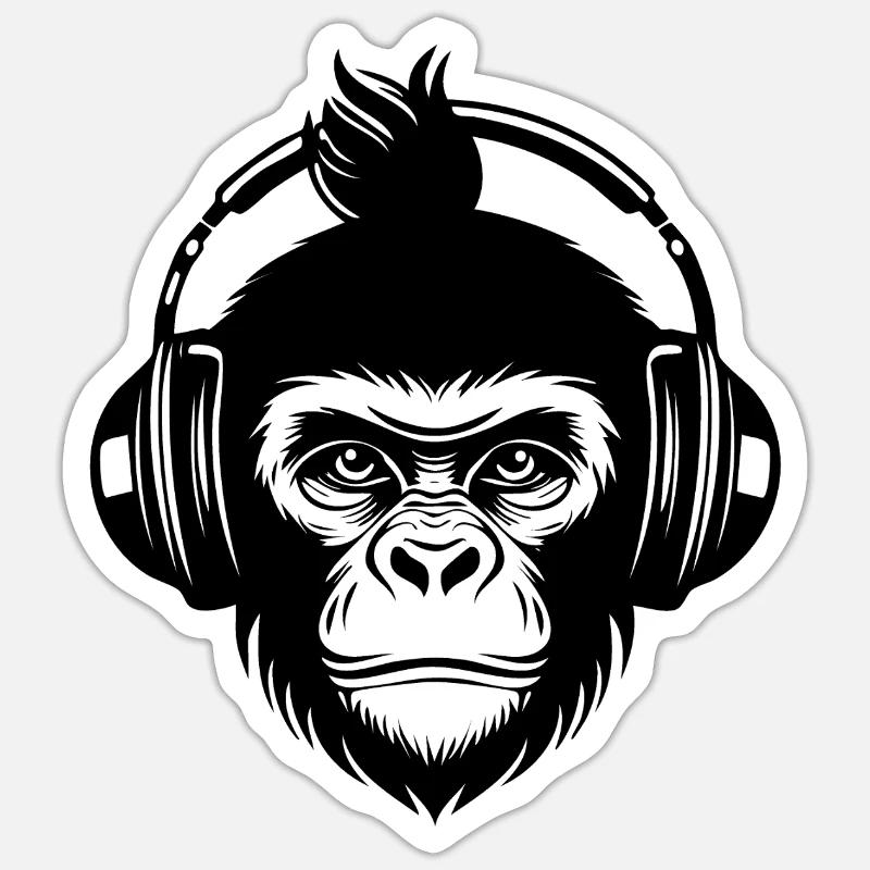Beat Maker Monkey Head Studio Session Chemise Sticker taille S (10 x 10 cm)
