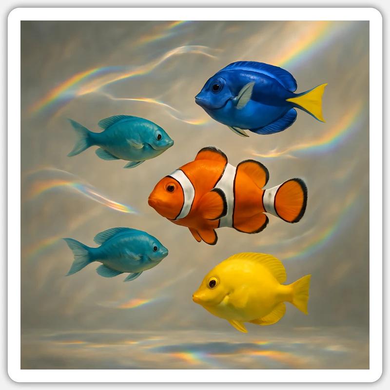 Poisson flottant - Sticker taille S (10 x 10 cm) - blanc mat