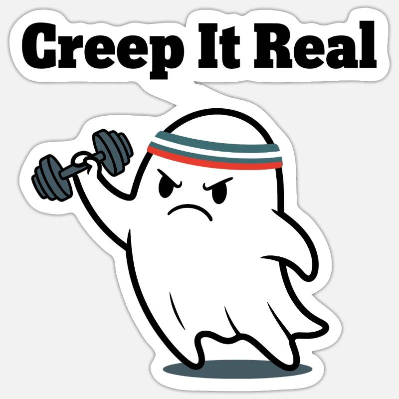 Creep It Real Ghost Workout Sticker size S (10 x 10 cm)