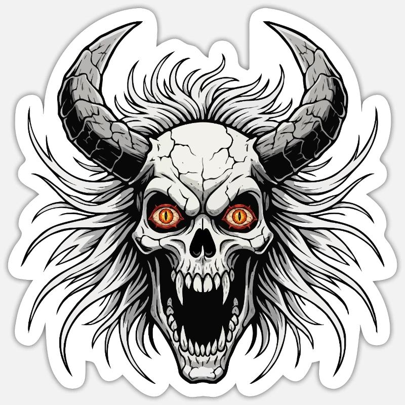 Devil skull with horns Sticker size S (10 x 10 cm)