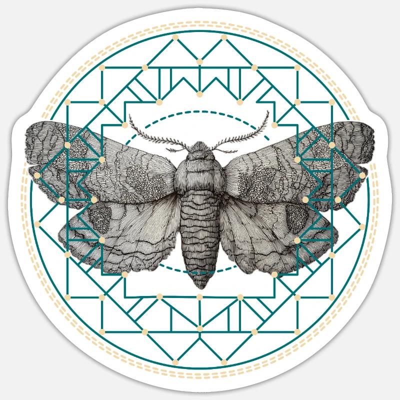 Moth Sacred Geometry Sticker size S (10 x 10 cm)