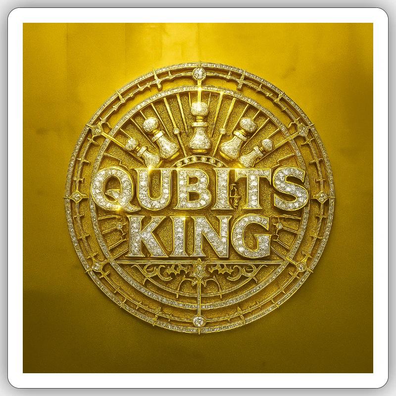 Qubits King Moneta d'Oro Design - Sticker formato S (10 x 10 cm) - bianco opaco