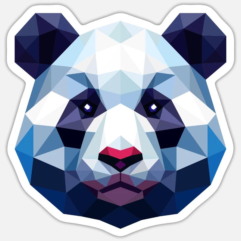 Panda Lowpoly - Sticker taille S (10 x 10 cm) - blanc mat
