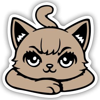 Cat, Grim, Angry, Eye, Crossed, Paws, Naughty - Sticker size S (10 x 10 cm) - white matte - Front