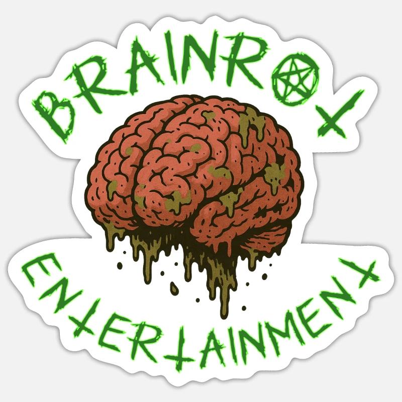 Brainrot Entertainment – Rotten Mind Design - Sticker taille S (10 x 10 cm) - blanc mat