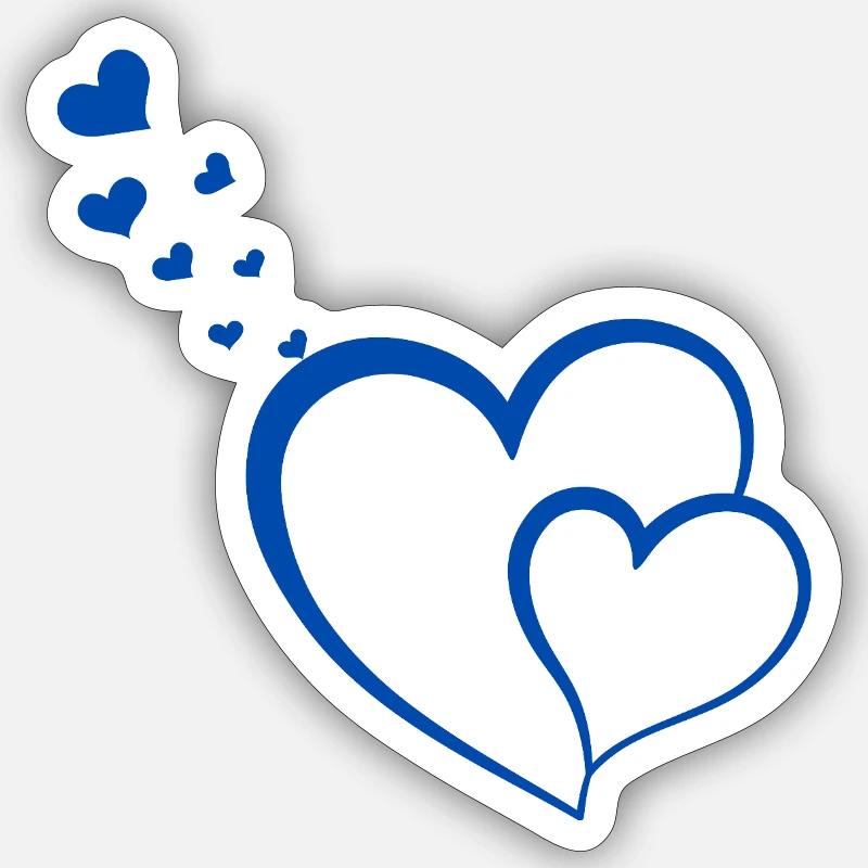 De grands cœurs. - Sticker taille S (10 x 10 cm) - blanc mat