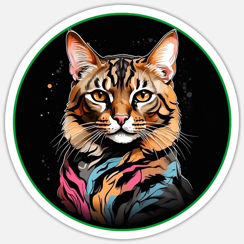 Chat Bengal avec écharpe Sticker taille S (10 x 10 cm)
