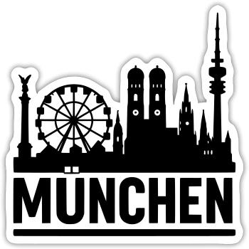 München Munich Silhouette Skyline - Sticker Größe S (10 x 10 cm) - Mattweiß - Vorne