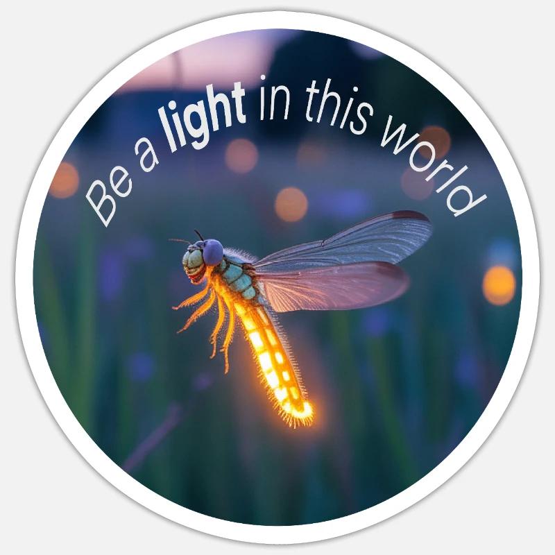 Glowing firefly with a positive message - Sticker size S (10 x 10 cm) - white matte