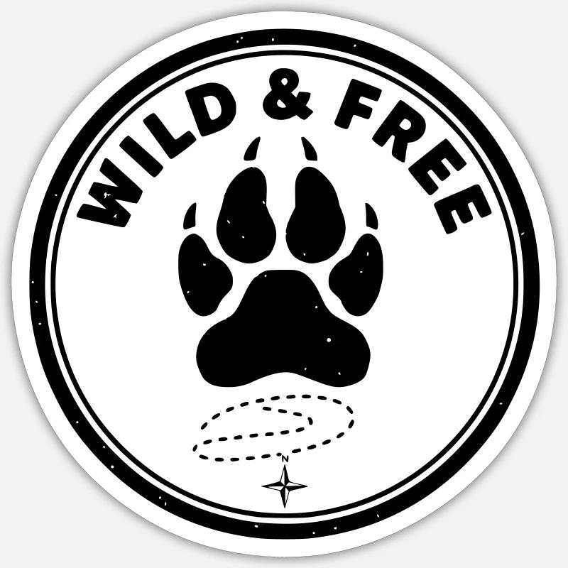 Sauvage et libre - Sticker taille S (10 x 10 cm) - blanc mat
