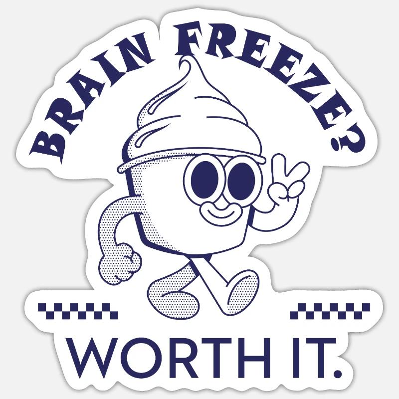 Brain Freeze Worth It – Lustiges Eiscreme Design - Sticker size S (10 x 10 cm) - white matte