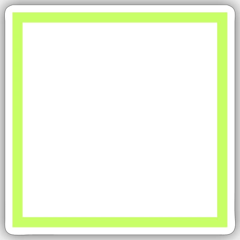 Black square with neon frame - Sticker size S (10 x 10 cm) - white matte