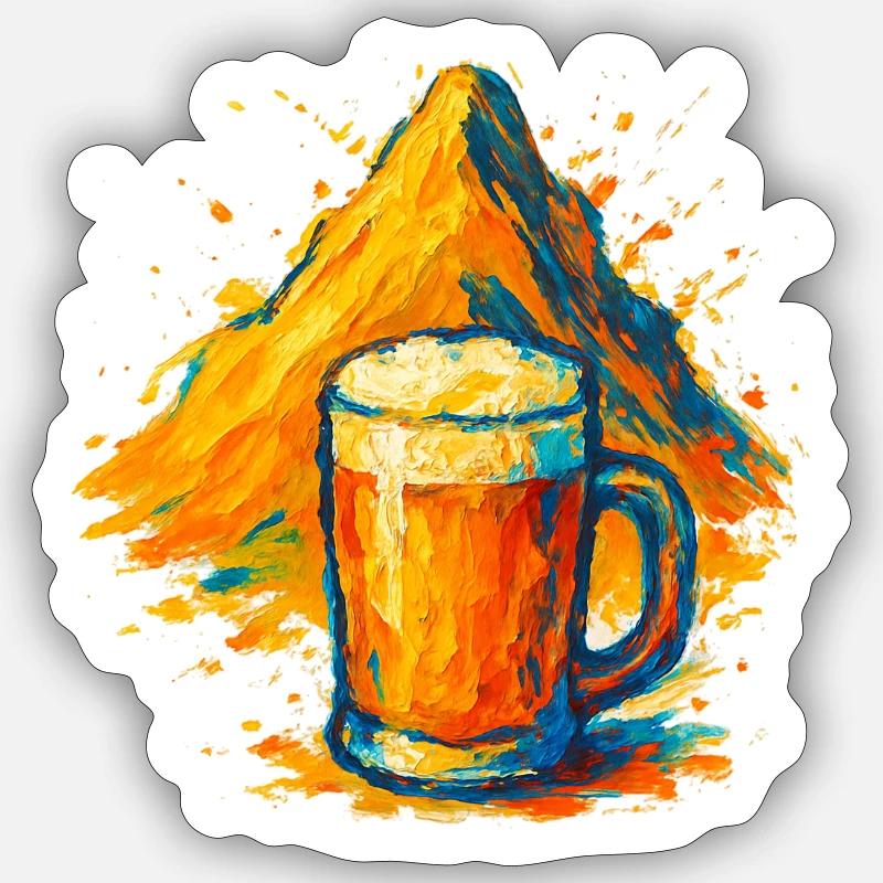 Gipfelbier Farbexplosion - Sticker Größe S (10 x 10 cm) - Mattweiß