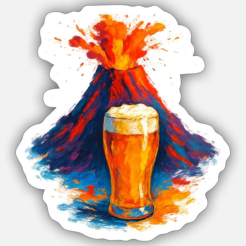 Vulkan Bierkunst Wasserfarben Sticker Größe S (10 x 10 cm)