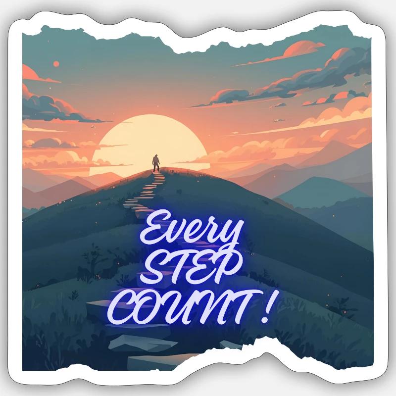 Chaque Pas Compte Horizon Neon Sticker taille S (10 x 10 cm)