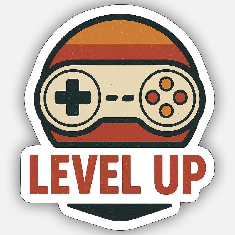 Level Up Retro Controller Graphics - Sticker size S (10 x 10 cm) - white matte