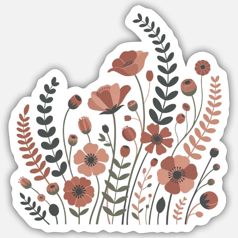 Boho Blumen – Blühende Harmonie - Sticker Größe S (10 x 10 cm) - Mattweiß