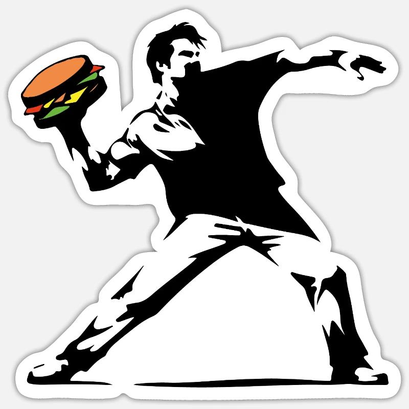 Hamburger Pop Art Burst - Sticker size S (10 x 10 cm) - white matte