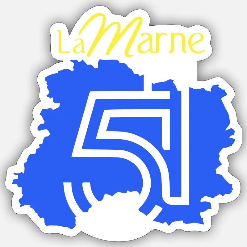 La Marne 51  - Sticker taille S (10 x 10 cm) - blanc mat