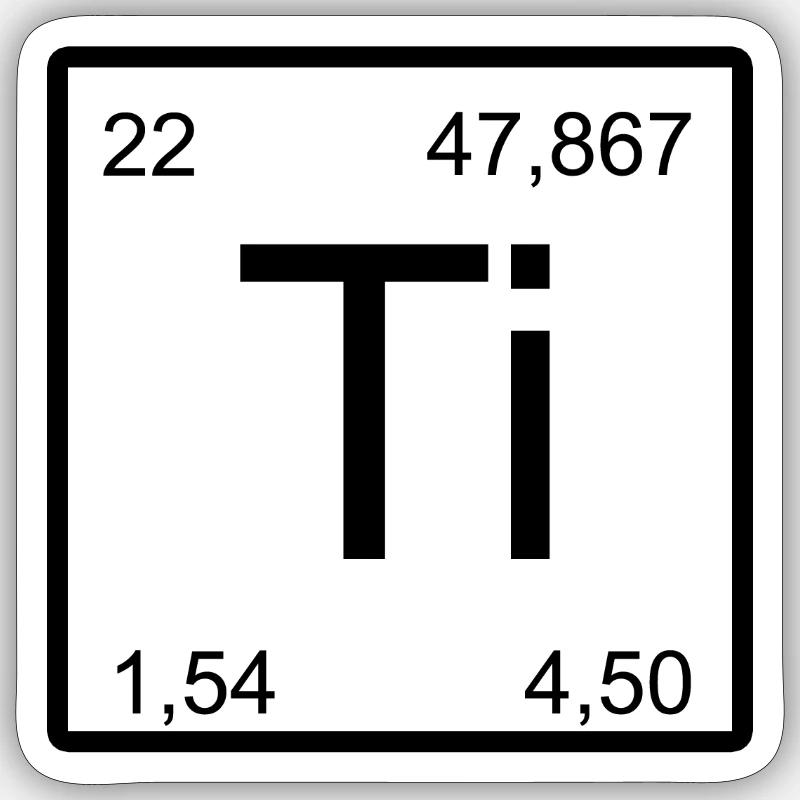 Titanium Element Symbol Minimal Tile - Sticker size S (10 x 10 cm) - white matte