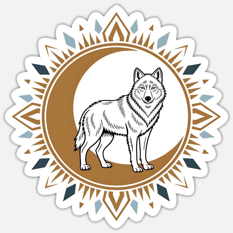 Boho Wolf - Sticker size S (10 x 10 cm) - white matte