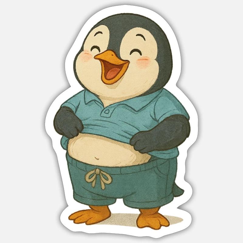 Happy penguin with belly Sticker size S (10 x 10 cm)