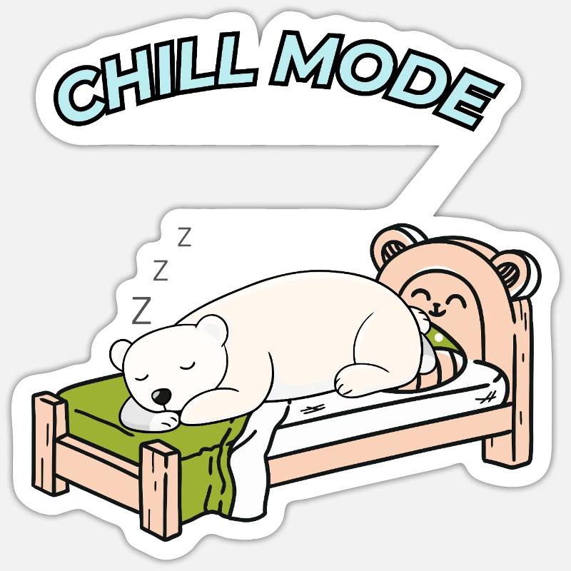 Einfach mal Chillen – Schlafender Bär - Sticker Größe S (10 x 10 cm) - Mattweiß